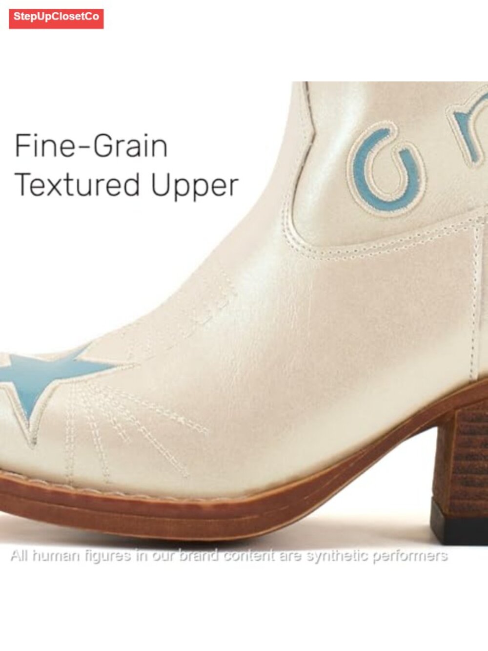 Cowboy Ankle Boots for Women with Embroidery, Distressed Synthetic Leather, - Picture 5 of 6